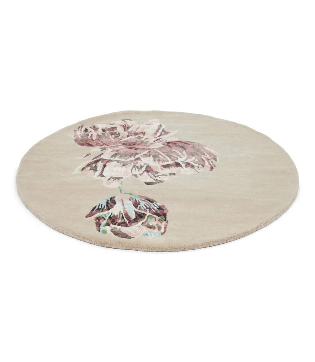 Tapis rond fait à la main en laine motif floral TRANKI R-5