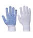 Unisex adult classic polka dot grip gloves l white/blue Portwest-1