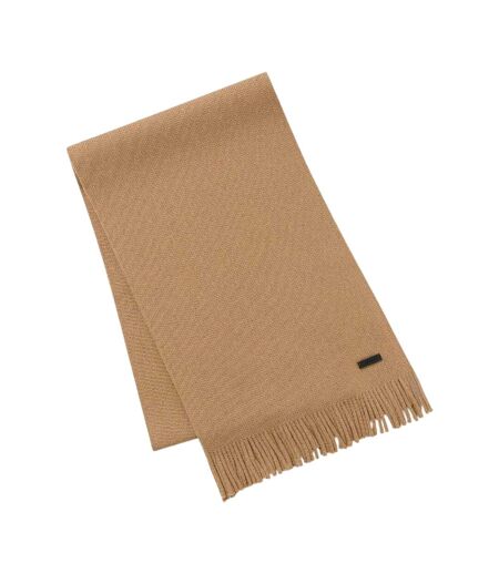 Mens Albas Virgin Wool Logo Scarf One Size Beige Boss