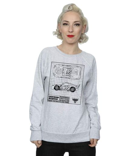 Disney Sweatshirt Cars Lightning McQueen Blueprint Femme/Ladies (Noir) - UTBI3267
