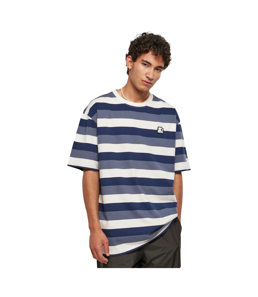 T-shirt Motif/style Rayé Homme Bleu Foncé Vieux Bleu Blanc Pâle Starter Black Label-1