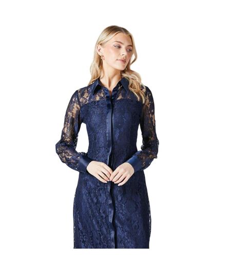 Womens/ladies lace shirt dress navy Principles