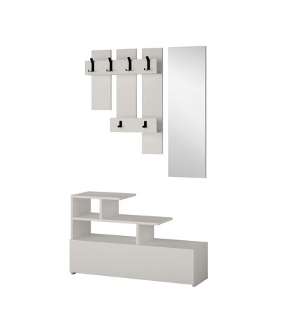 Porte manteau avec banc design Vesti - L. 100 x H. 61 cm - Blanc