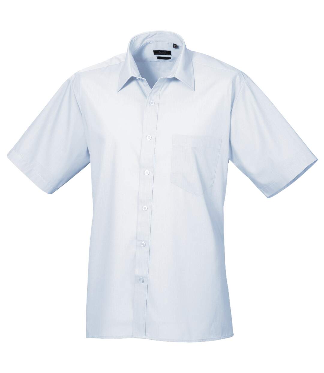 Mens short sleeve formal poplin plain work shirt light blue Premier