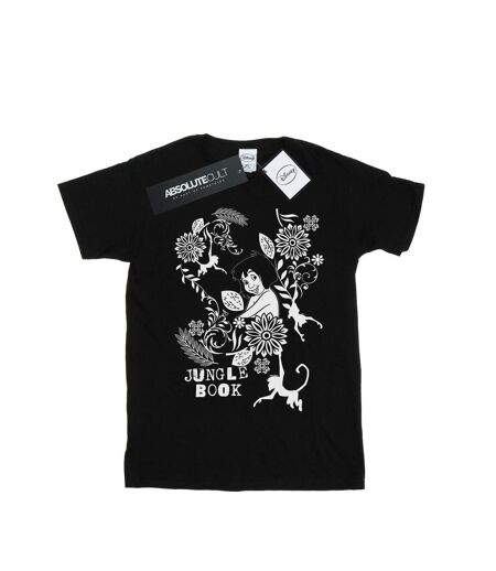 Disney Femme/Les femmes The Jugle Book Mowgli Tale Coton Boyfriend T-Shirt (Noir) - UTBI28327