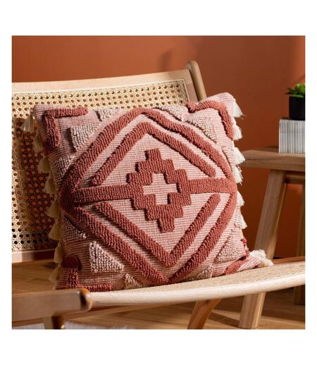Kalai tufted tassel cushion 45cm x 45cm brick red Furn