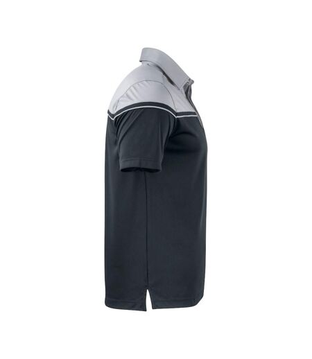 Mens Seaback Polo Shirt Black Light Grey Cutter & Buck