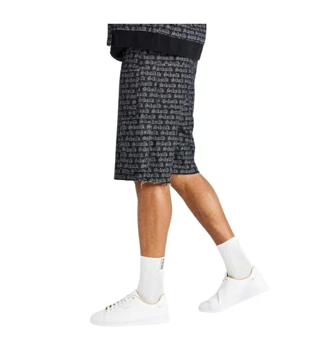 Mens Lettering Print Relaxed Fit Cargo Shorts Black Print SikSilk