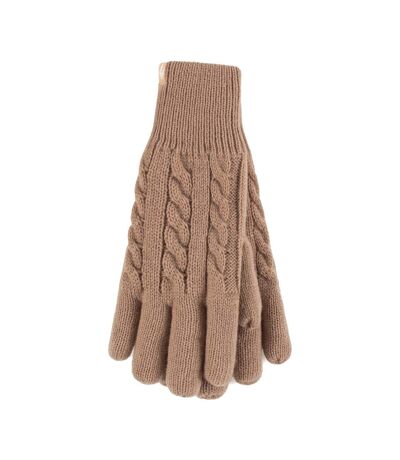 Ladies Striped Fleece Lined Knitted Warm Thermal Winter Gloves