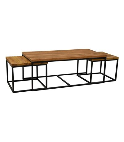 Tables basses modulables en bois recyclé et métal LOFT (Lot de 3)