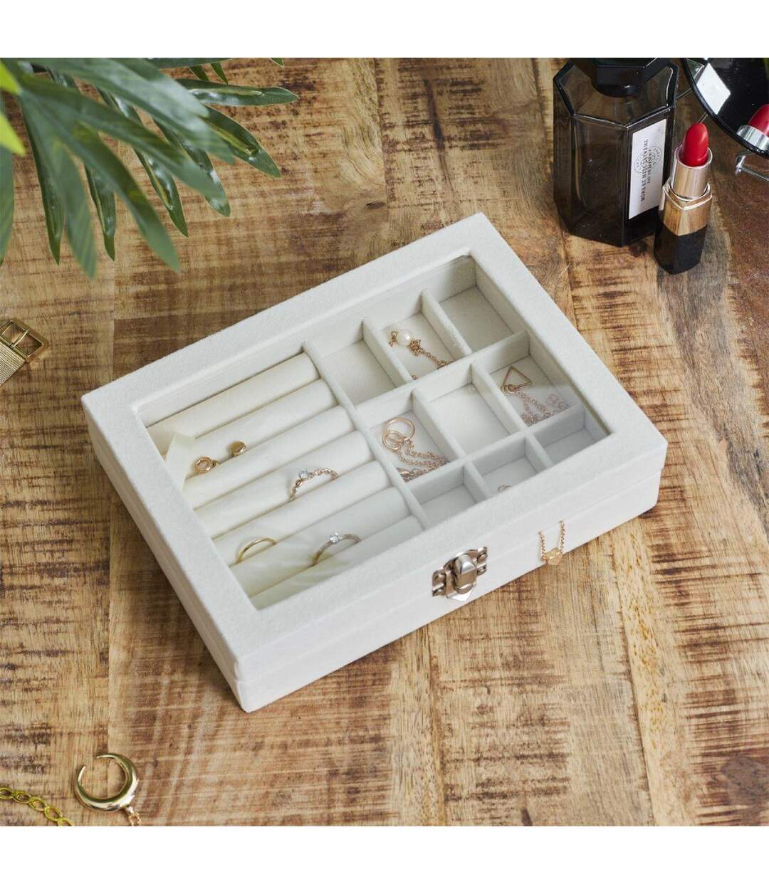 Boîte à Bijoux Feutrine 20cm Blanc-5