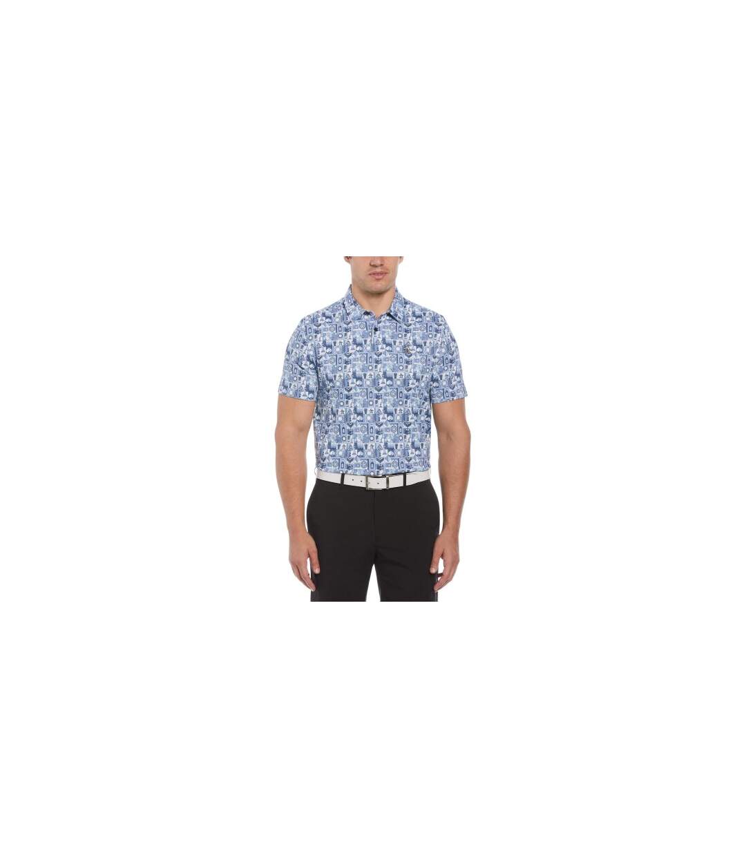 Chemise Manches Courtes Golf Motif/style Fantaisie Homme Bleu Foncé Original Penguin-1