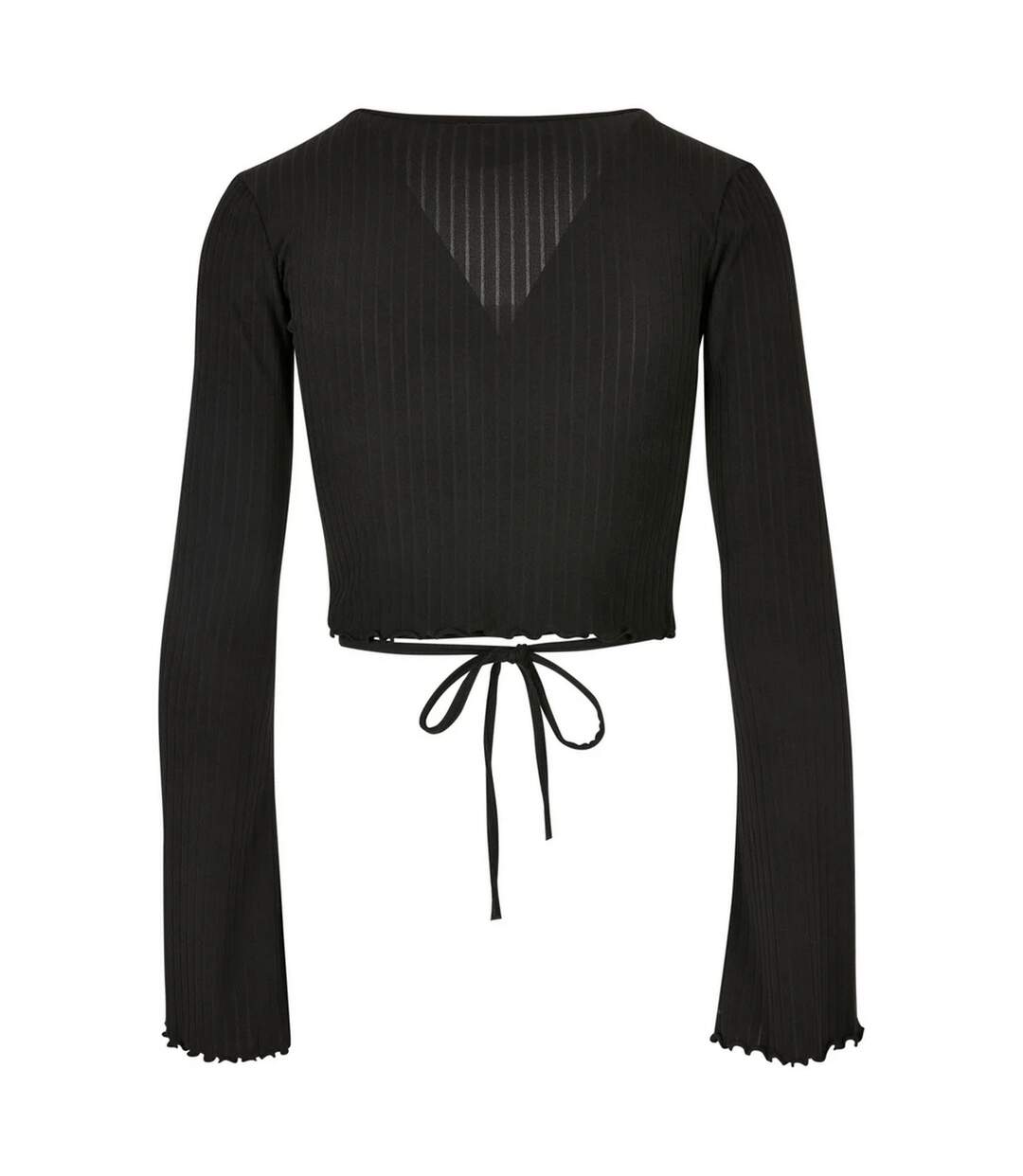 Haut Court Manches Longues Motif/style Côtelé Femme Noir Urban Classics-2