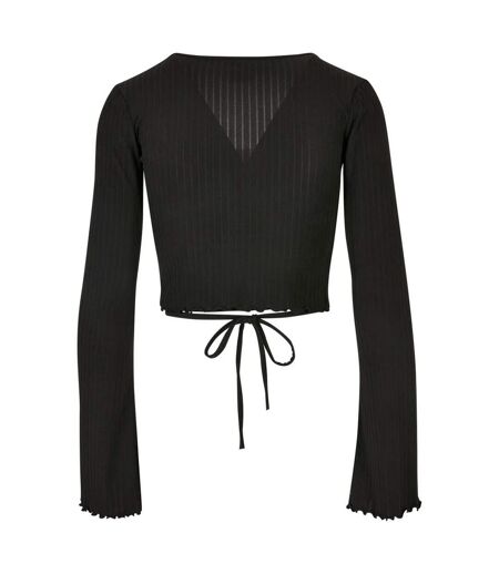 Haut Court Manches Longues Motif/style Côtelé Femme Noir Urban Classics