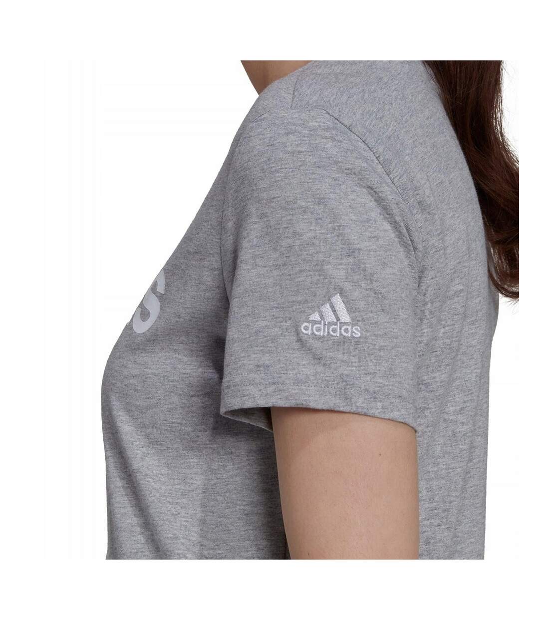 T-shirt Détente Style Logo Essentials Femme Gris Adidas-4