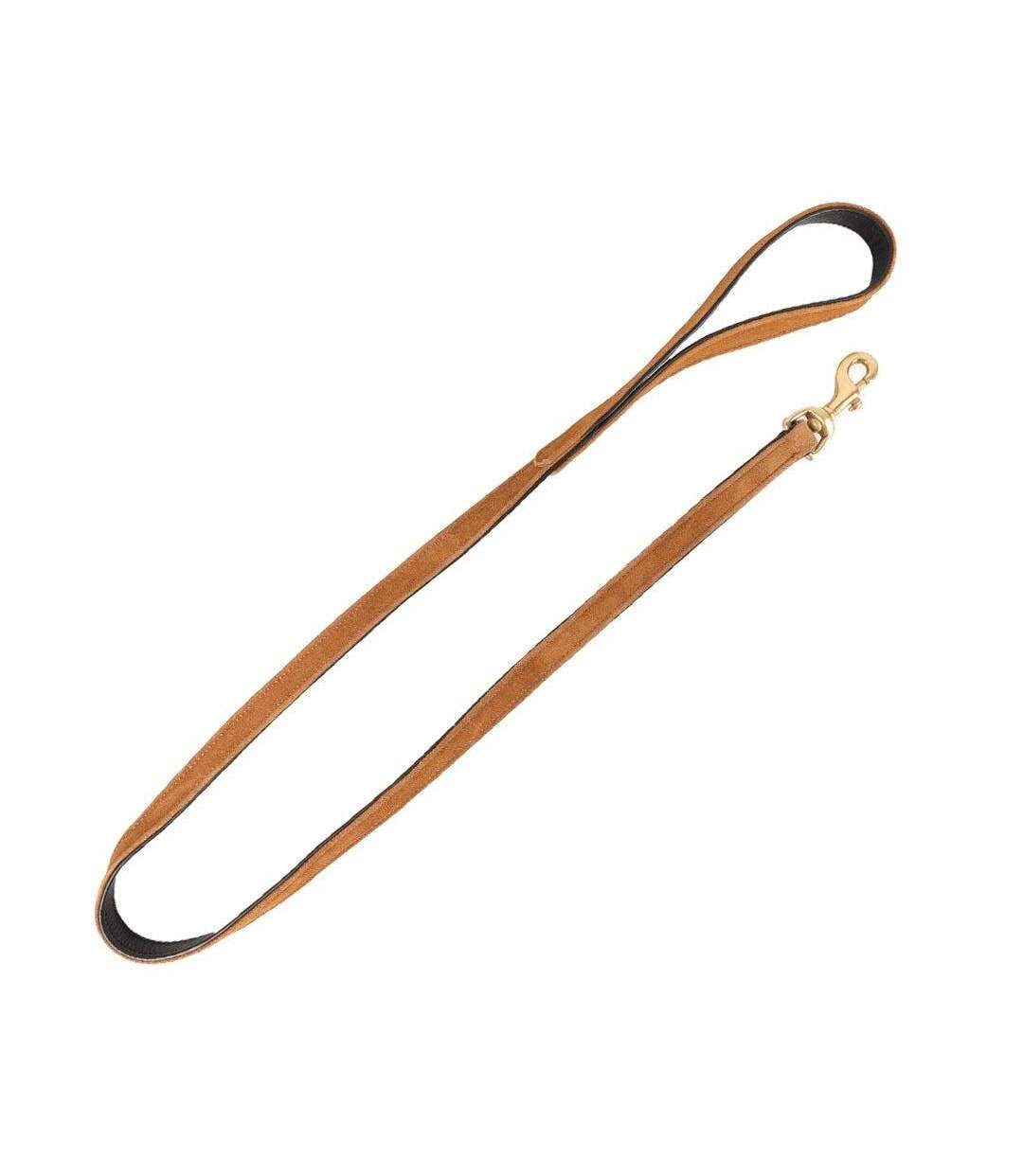 Noble suede dog lead 120cm tan/gold Benji & Flo-1