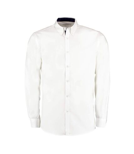 Kustom Kit Mens Contrast Premium Oxford Shirt (White/Navy)