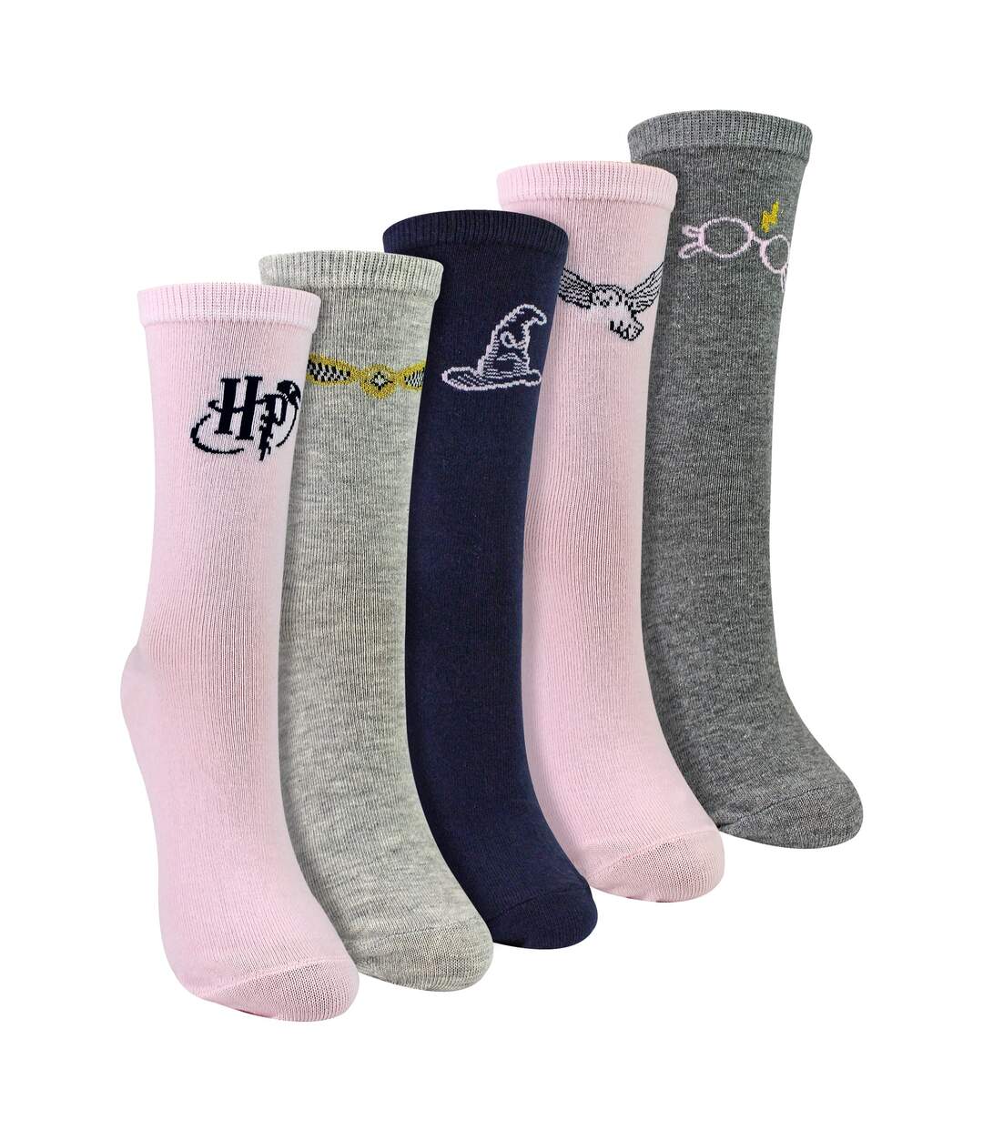 5 Pairs Ladies Cotton Novelty Socks - Harry Potter Pattern Comfortable Socks-1