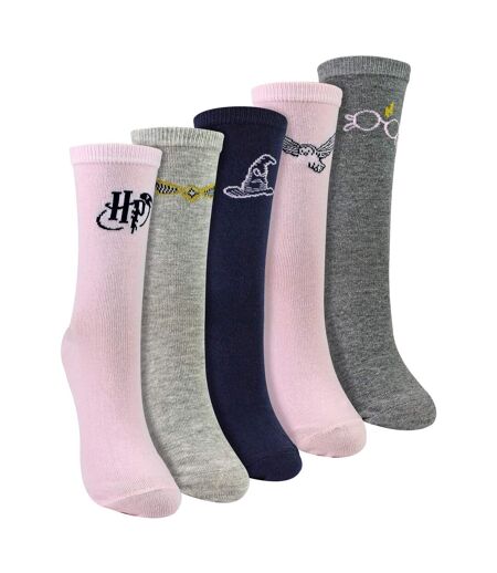 5 Pairs Ladies Cotton Novelty Socks - Harry Potter Pattern Comfortable Socks