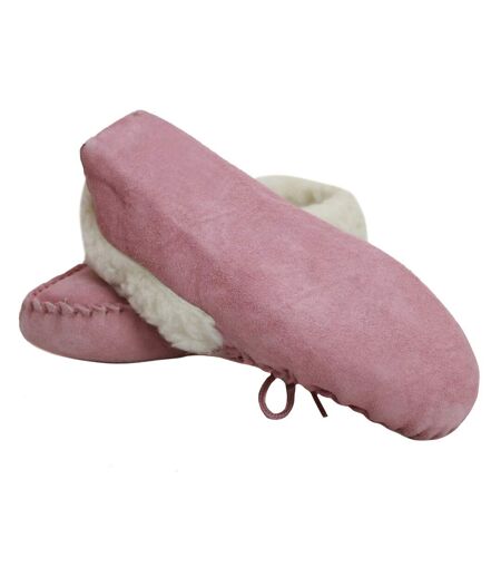Eastern Counties Leather Womens/Ladies Soft Sole Wool Lined Moccasins (Pink) - UTEL230