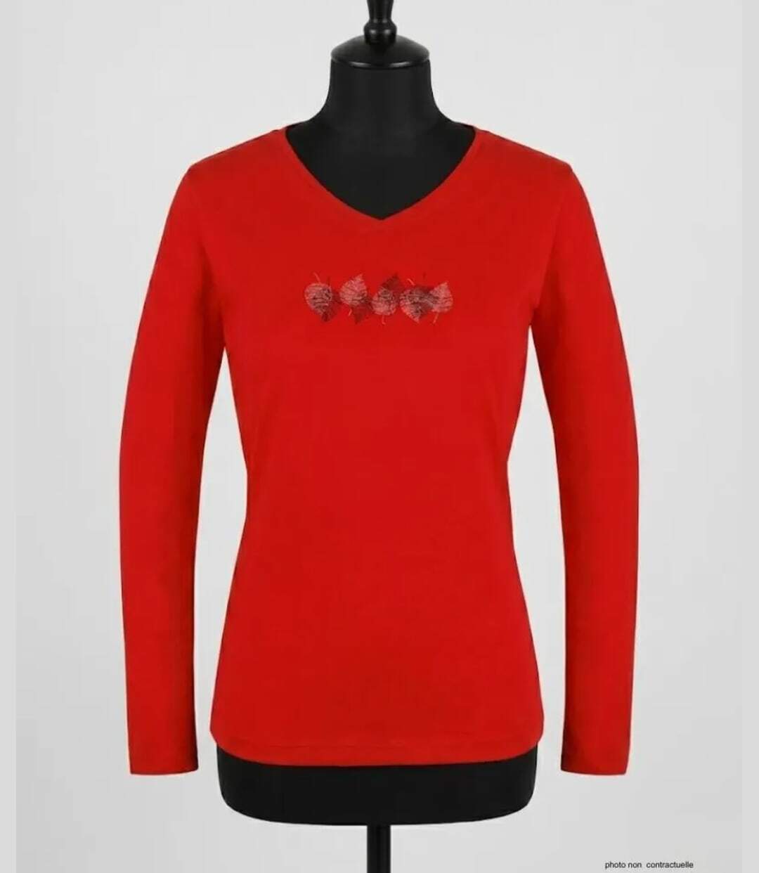 Mayflower NERUDA1GT : Tee-shirt manches longues grande taille rouge en coton-3