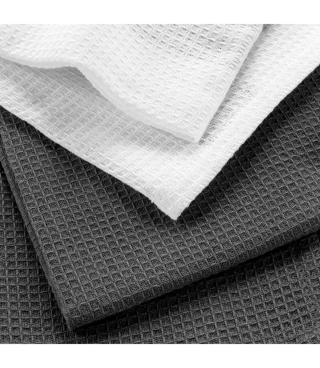 Lot de 2 Torchons Nid d'Abeille Grand Chef 50x70cm Blanc & Gris-2