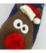 Mens Thermal Rudolph Design Christmas Fleece Lined Slipper Socks-4