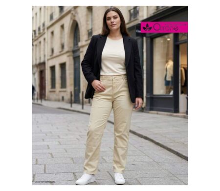 Pantalon 5 poches AXONE Balade - Toile gabardine coton stretch Beige pour une allure lumineuse et confortable