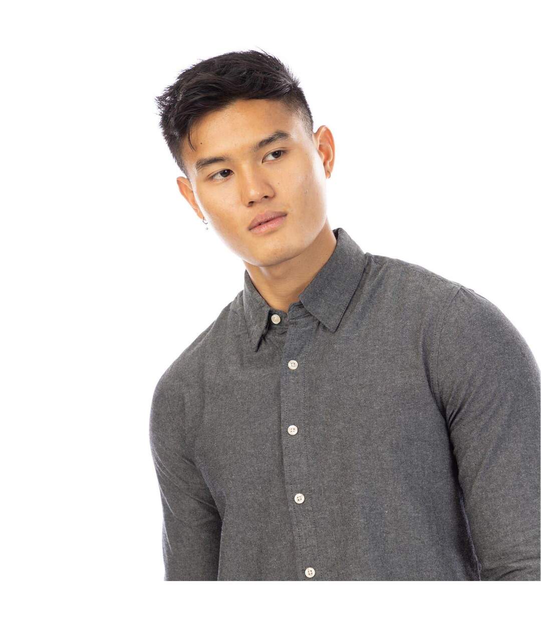 Mens Collared Regular Long-sleeved Shirt Black Peter Werth-4