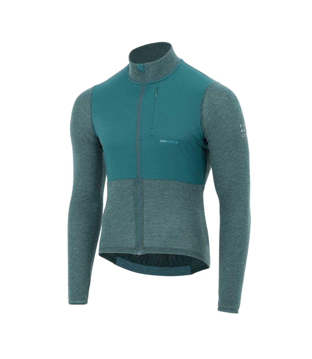 Mens Merino Long-sleeved Cycling Jersey Green Marl Pinnacle-3
