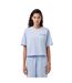 Womens/ladies Logo Crew Neck Crop T-shirt Blue Lacoste-1