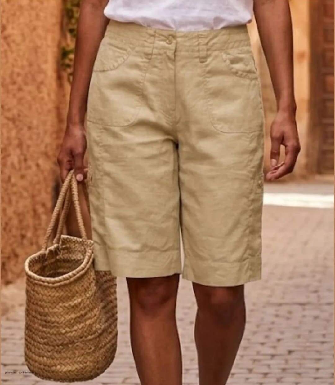 MAYFLOWER BELLAB - Bermuda en lin et coton Beige : la touche de chic naturel-1
