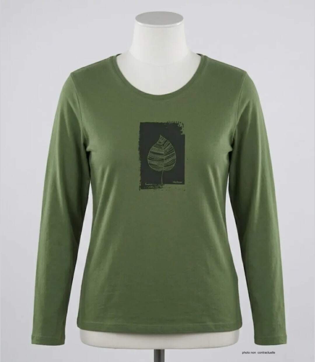MAYFLOWER NIKKI4 : Tee-shirt manches longues olive en coton pour un style naturel-3