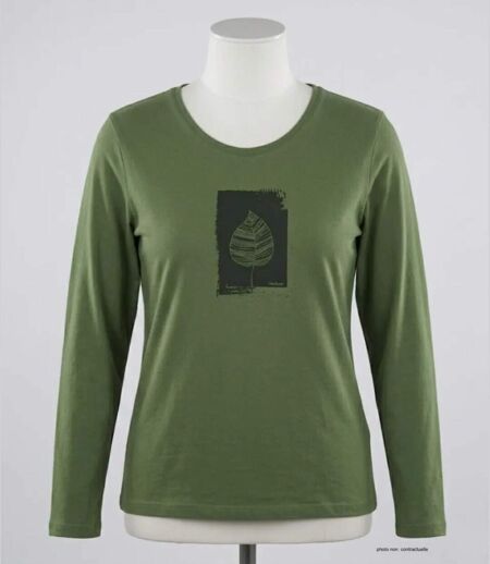 MAYFLOWER NIKKI4 : Tee-shirt manches longues olive en coton pour un style naturel