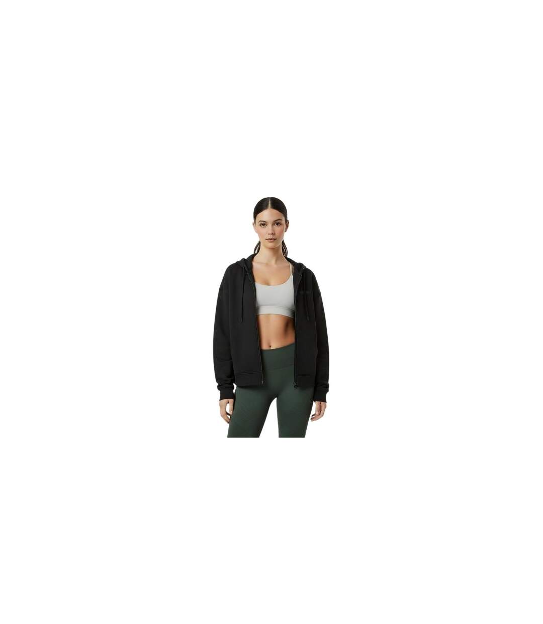 Womens/ladies Oversized Full Zip Hoodie Black USA-1