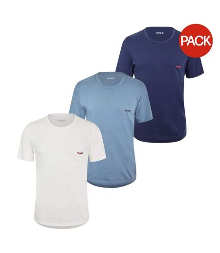 Lot De 3  Hauts De Pyjama Motif/style Uni Homme Bleu Blanc Bleu Marine Foncé Hugo