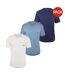 Lot De 3  Hauts De Pyjama Motif/style Uni Homme Bleu Blanc Bleu Marine Foncé Hugo-1