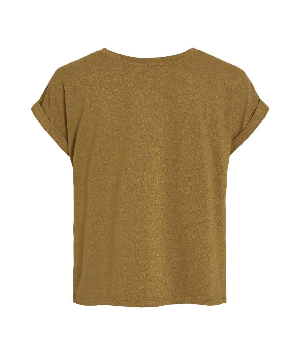 T-Shirt marron femme vila luxi-2