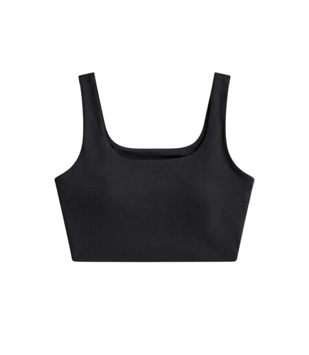 Womens/ladies Laurel Cropped Tank Top Black Animal