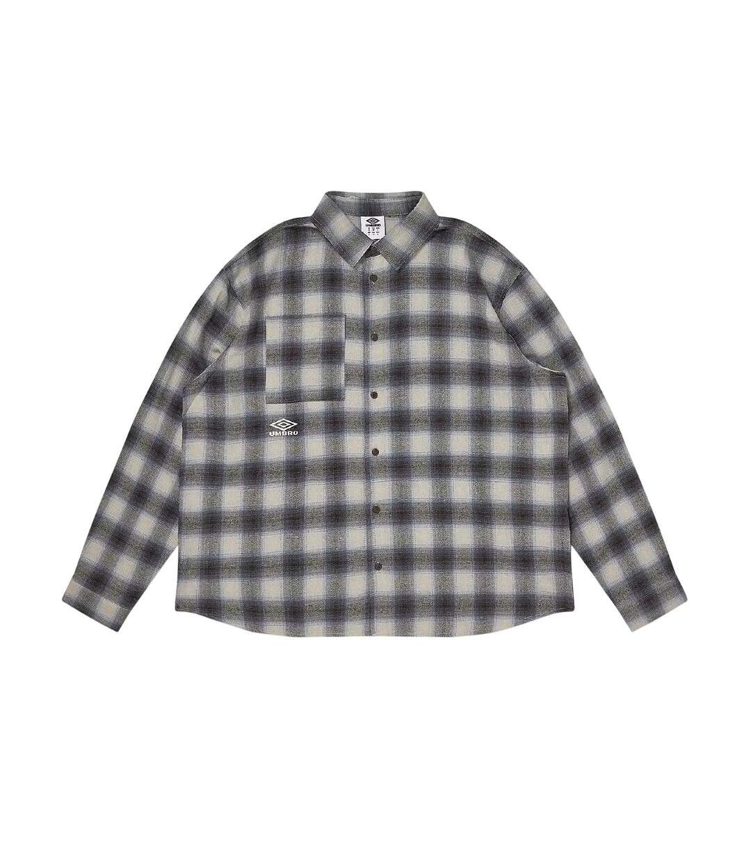 Mens Checked Cotton Shirt Blue Umbro-1