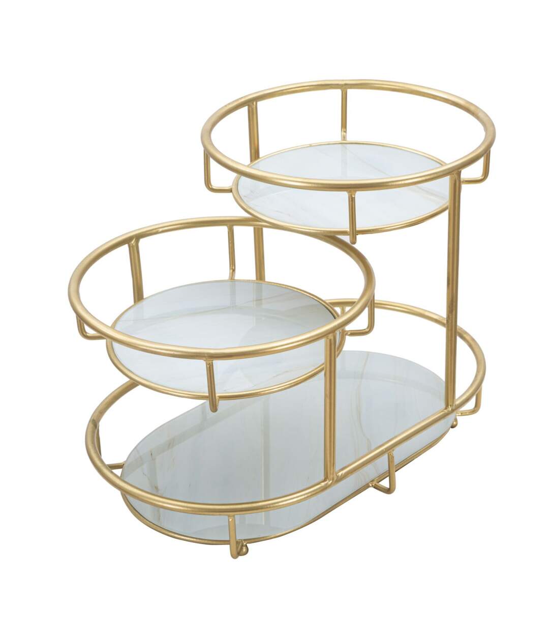 Plateau Décoratif 3 Niveaux Jade 36cm Or-2