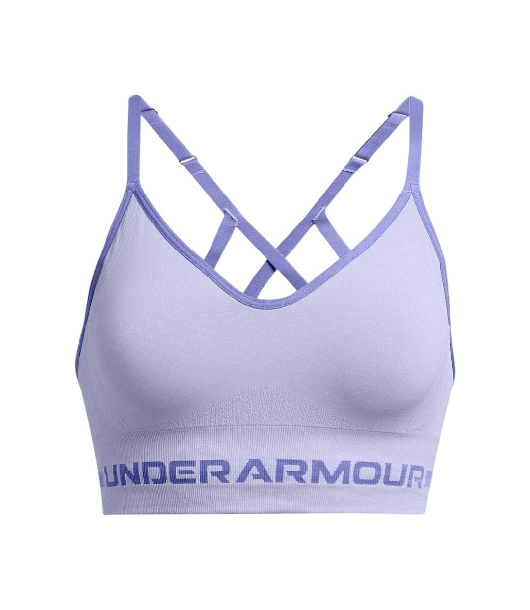 Womens/ladies Low Long Sports Bra Purple Under Armour-2