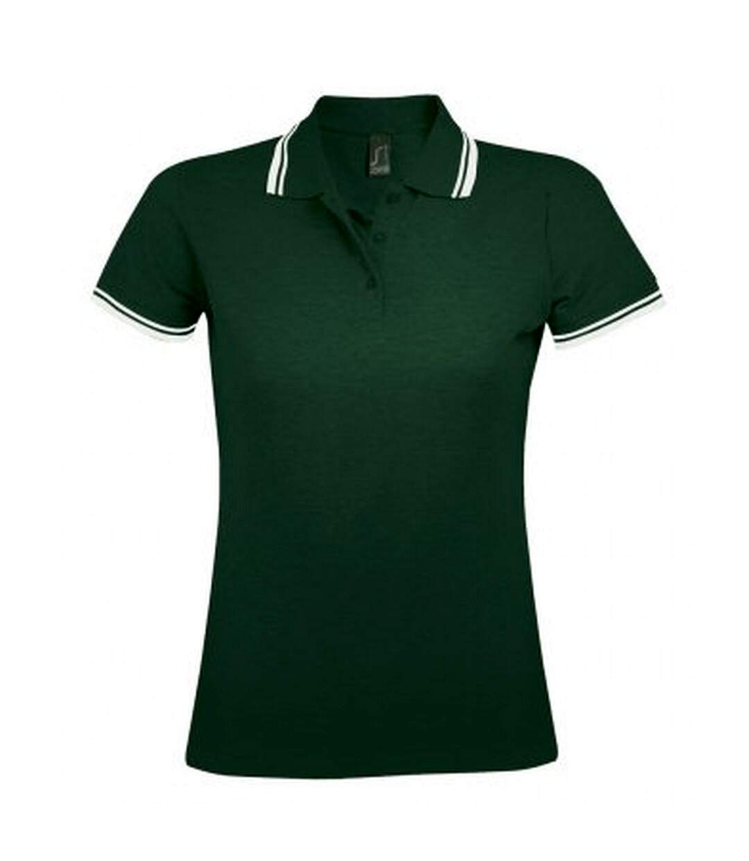 Polo manches courtes pasadena femme vert forêt/blanc SOLS