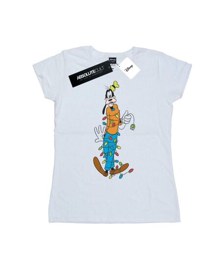 Disney T-shirt en coton Femme/Les femmes Goofy Christmas Lights (Blanc) - UTBI32875
