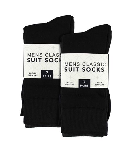 7 Pack Mens Classic Suit Socks - Soft Breathable Plain Dress Socks