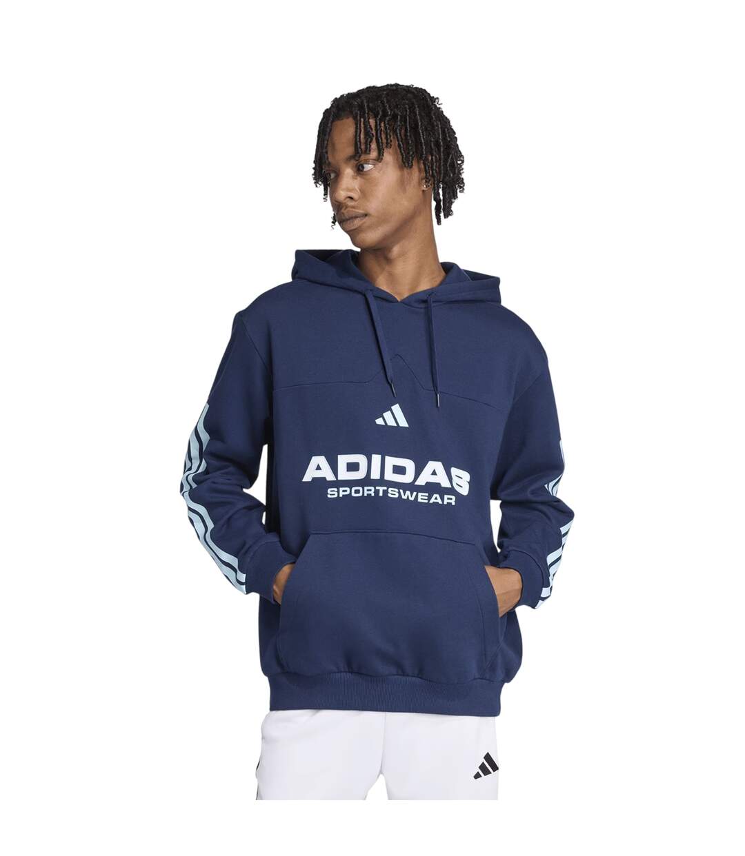Sweat À Capuche Sport Motif/style À Rayures House Of Tiro Nations Pack Adulte Bleu Foncé Blanc Adidas-4