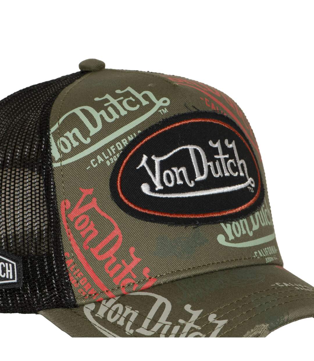 Casquette trucker effet usé avec patch et print Café Vondutch-3