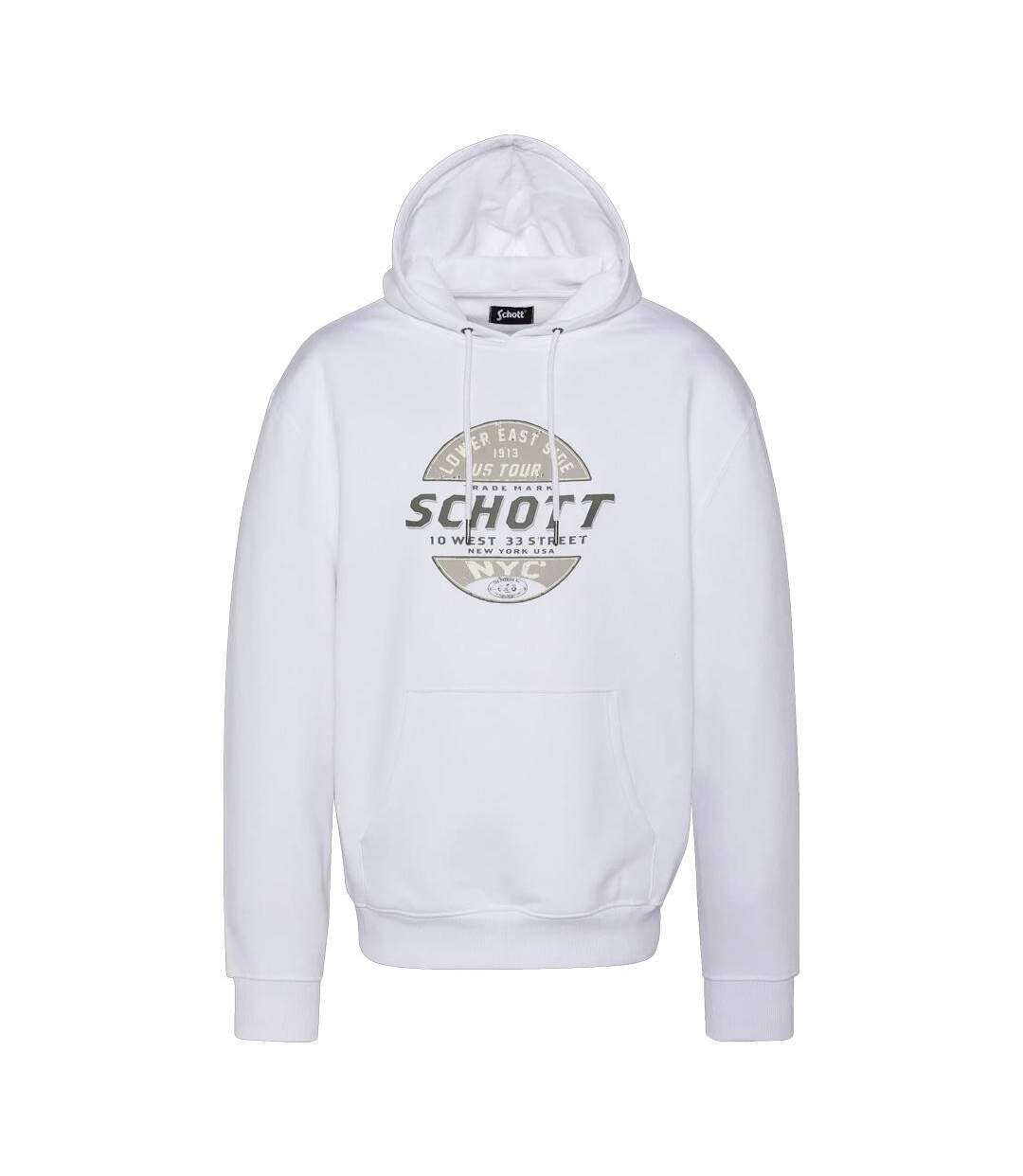Sweat à capuche blanc homme schott swhustour - l-1