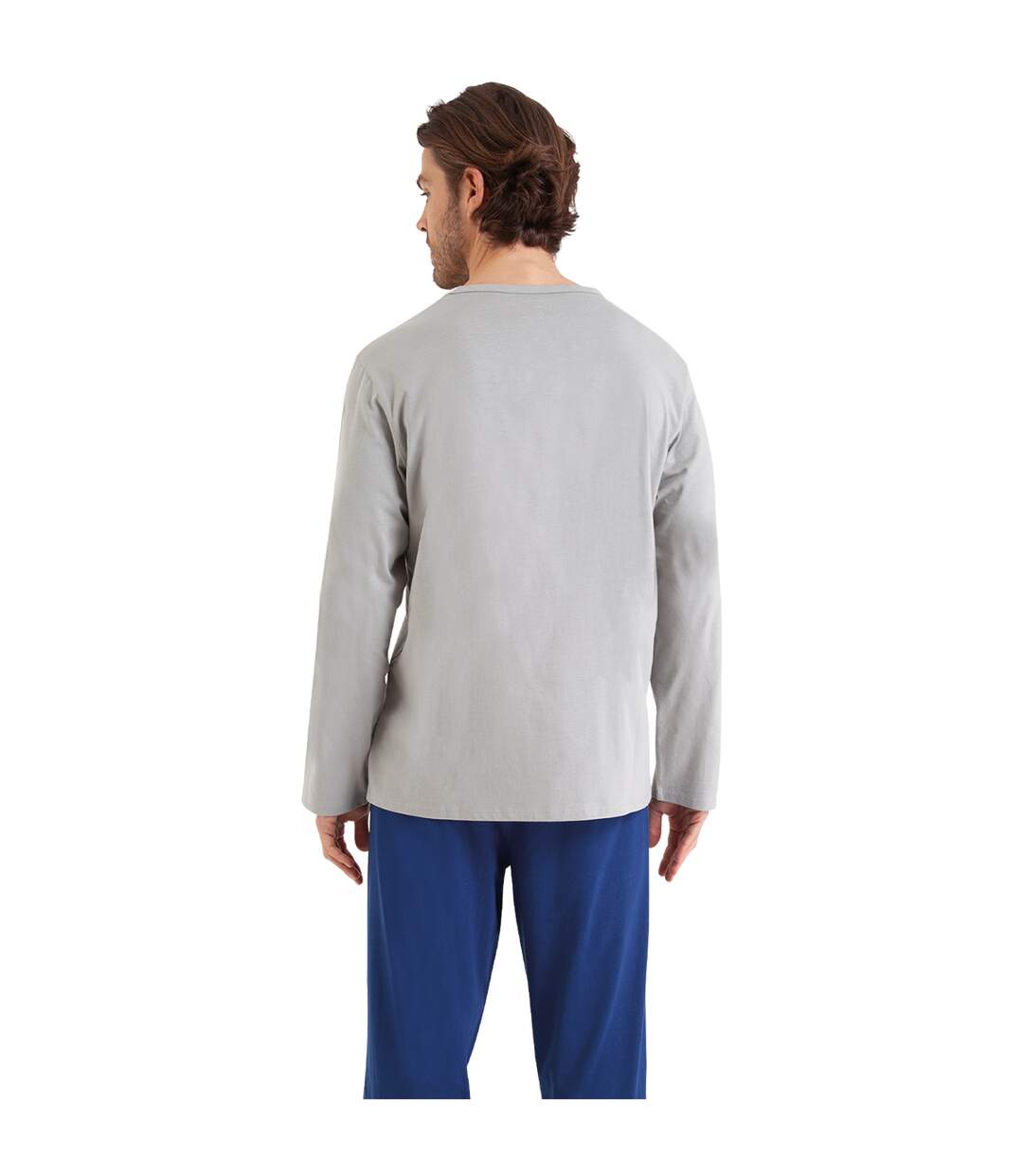 Pyjama long col V homme Nightwear Athena-2