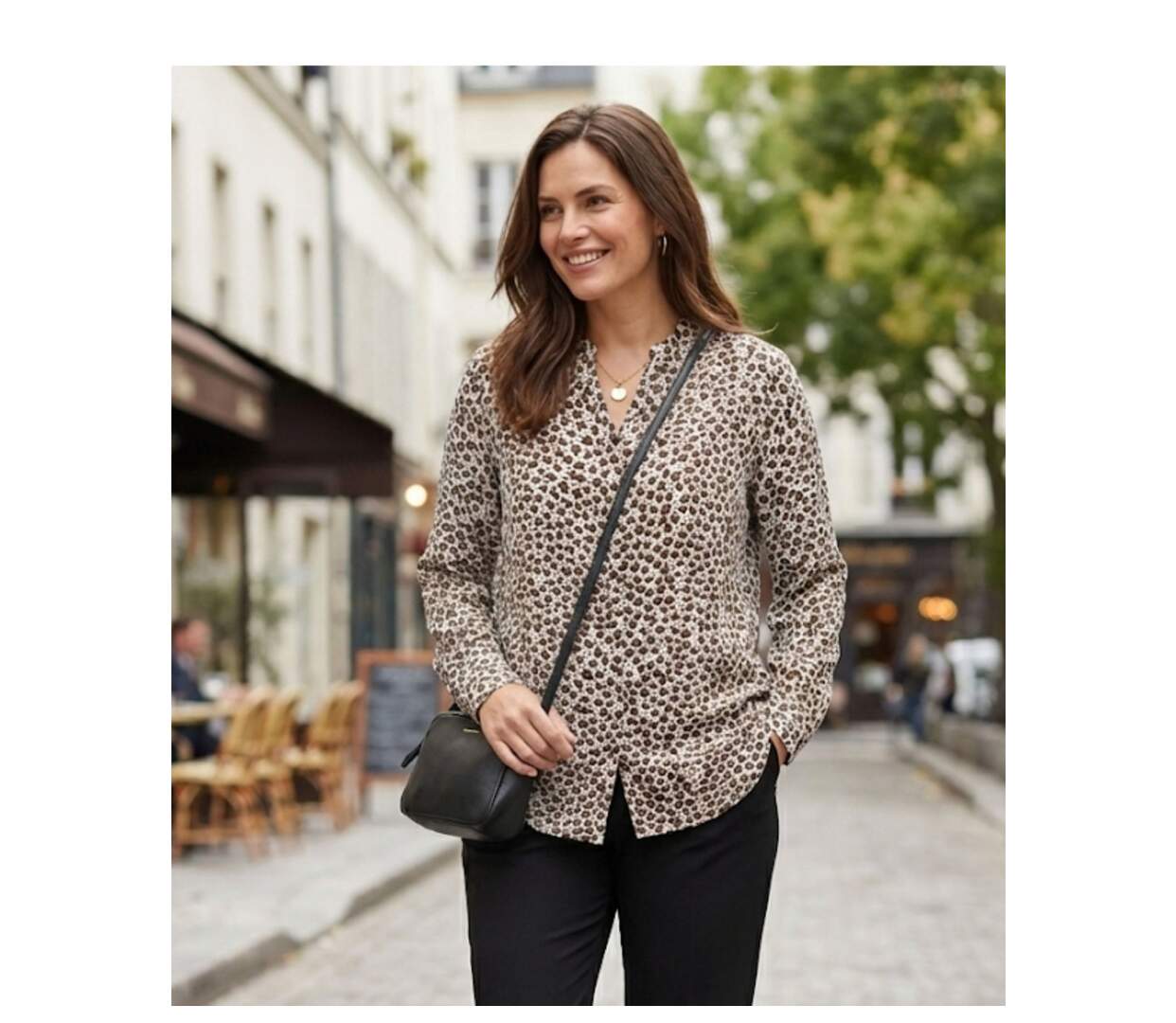 Chemisier Femme Imprimé Léopard Fluide Viscose Beige-4